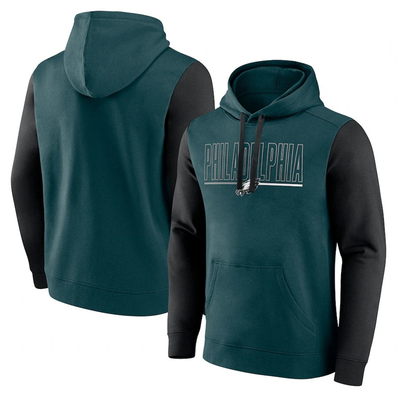 Men's Philadelphia Eagles Green/Black Outline Pullover Hoodie Men's Philadelphia Eagles Green/Black Outline Pullover Hoodie
